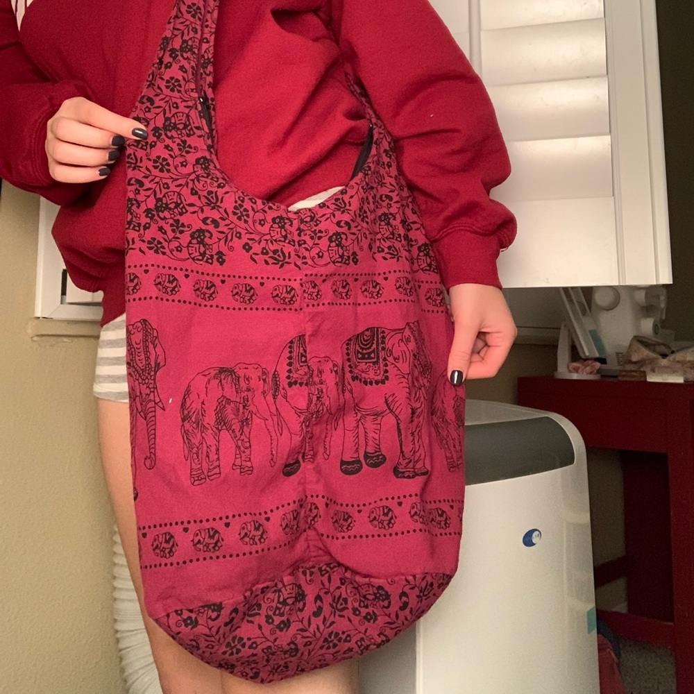 Magenta Elephant Print Tote Bag